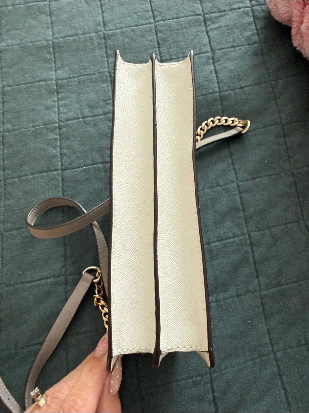 Michael Kors Two-Tone Leather Crossbody Bag in Taupe and White